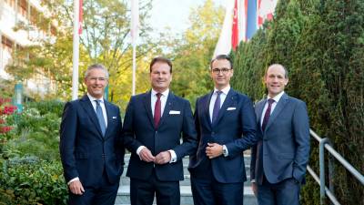 W przyszoci bd wsplnie kierowa strategiczn i operacyjn dziaalnoci Grupy Przedsibiorstw Mewa (od lewej):  Michael Kmpfel (CCO), Bernhard Niklewitz (CEO) Waldemar Feldbusch (CFO) i Bjrn Scheel (COO) (zdjcie: Mewa).