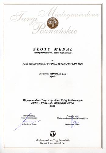 Zoty Medal dla folii Ikonos Profiflex Pro