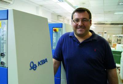 Andrzej Malejko - waciciel drukarni Argraf przy nowej maszynie KBA Rapida 75-5+L CX ALV2
